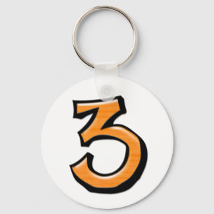 Alberne Nummer 3 orangeweißter Schlüsselanhänge Schlüsselanhänger