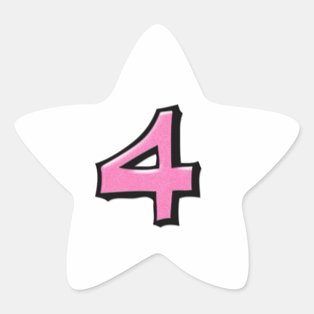 Alberne Nummer 4, rosa, weiße Sternenaufkleber Stern-Aufkleber (Vorderseite)