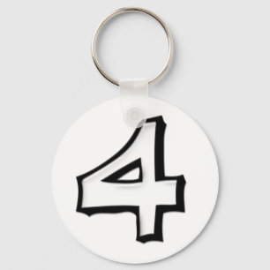 Alberne Nummer 4 weißer Schlüsselanhänger