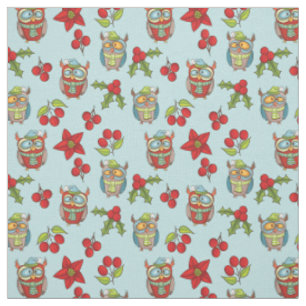Alberne Owls Weihnachten Holly Berries Quilting Co Stoff