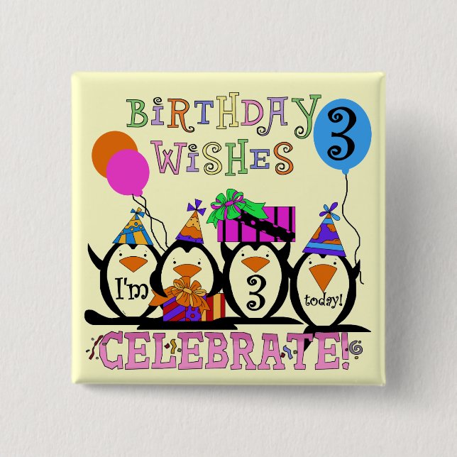 Alberne Pinguine 3rd Birthday Tshirts and Gifts Button (Vorderseite)