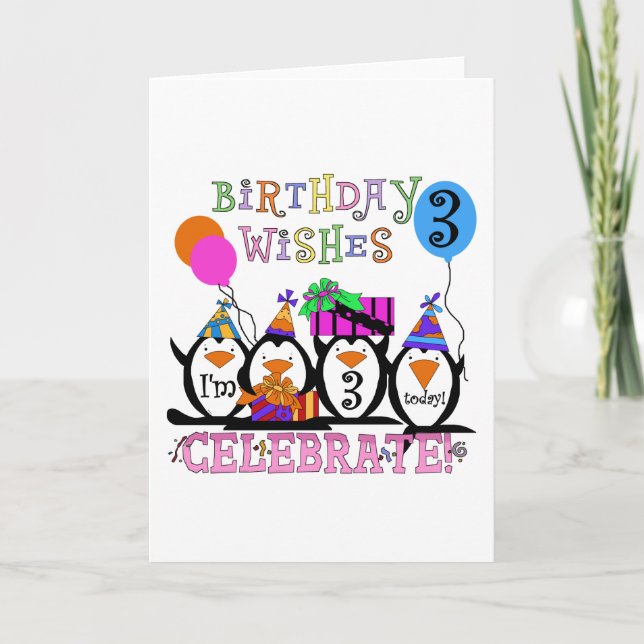 Alberne Pinguine 3rd Birthday Tshirts and Gifts Karte (Vorderseite)