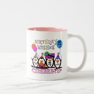 Alberne Pinguine 4. Geburtstag T - Shirt und Gesch Zweifarbige Tasse