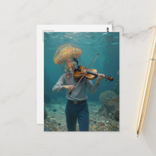 Alberne Qualle Person, die im Meer Musik macht Postkarte
