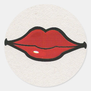 Alberne Rote Lippen Runder Aufkleber