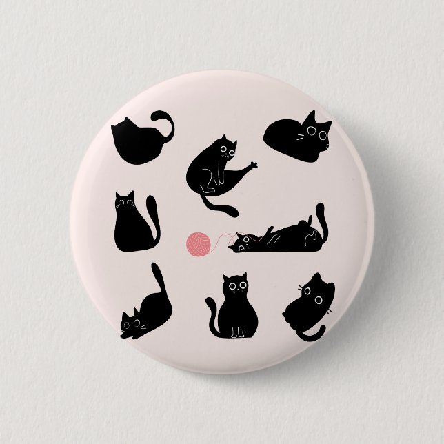 Alberne schwarze Katzen Button (Vorderseite)