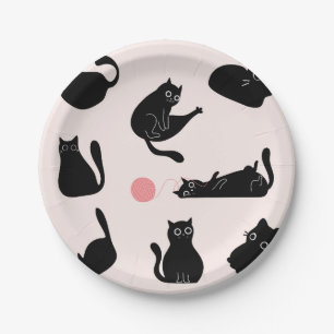 Alberne schwarze Katzen Pappteller