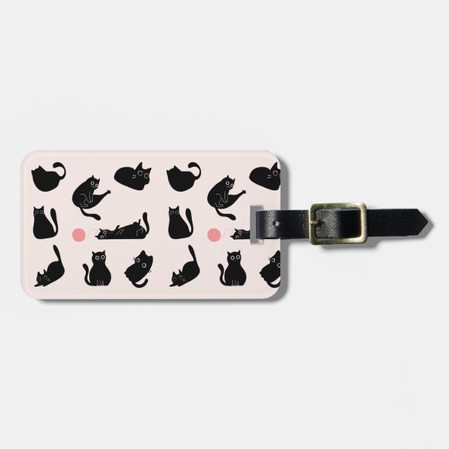 Alberne Schwarzkatzen Gepäckanhänger (Vorderseite horizontal)