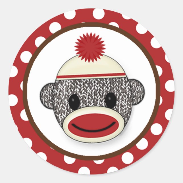 Alberne SOCK MONKEY Geburtstagskarte Aufkleber SMR (Vorderseite)