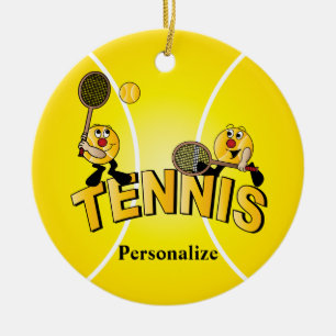 Alberne Tennis-Ball-Spieler   Personalisieren Keramikornament