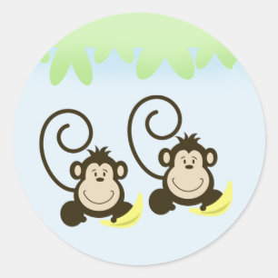 ALBERNE TWIN MONKEYS Umschlag Aufkleber - Blau
