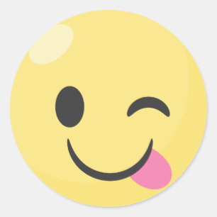Alberne Zunge heraus Emoji Runder Aufkleber