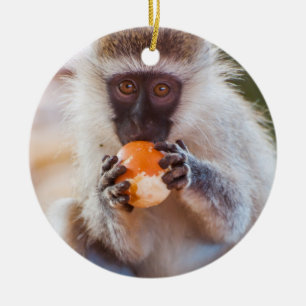 Alberner Affe mit Orange Keramik Ornament
