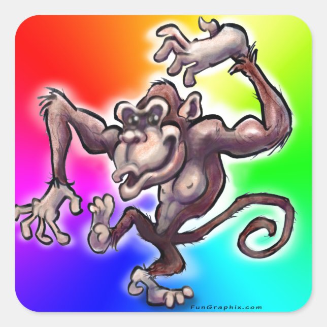 Alberner Affe Quadratischer Aufkleber (Vorderseite)