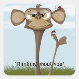 Alberner Affe und Ladybugs Quadratischer Aufkleber