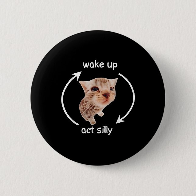 Alberner Akt geweckt, Bananenkatze Button (Vorderseite)