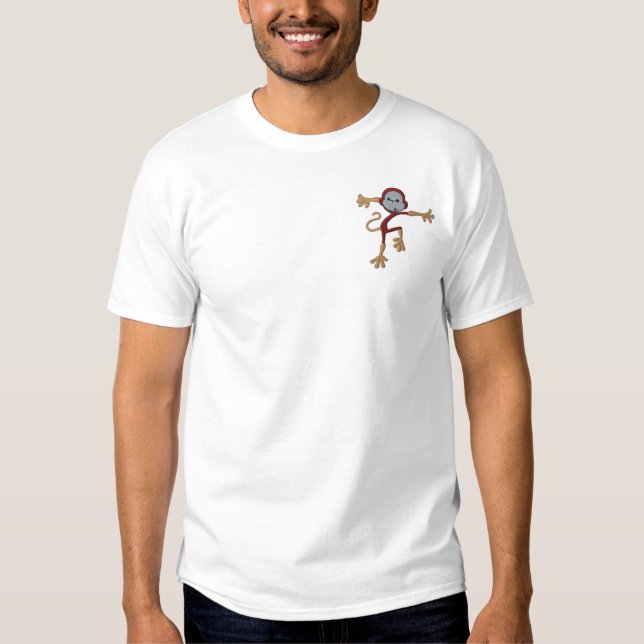 Alberner, bestickter Funny Monkey Besticktes T-Shirt (Vorderseite)
