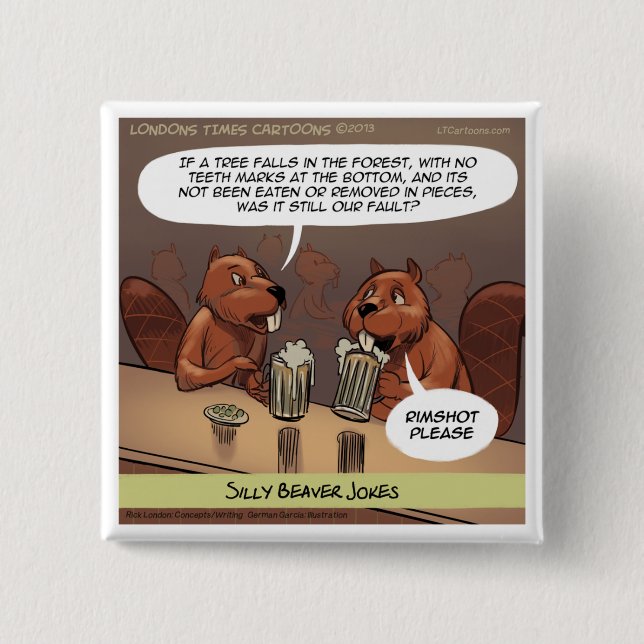 Alberner Biber Jokes Funny Cartoon Button (Vorderseite)