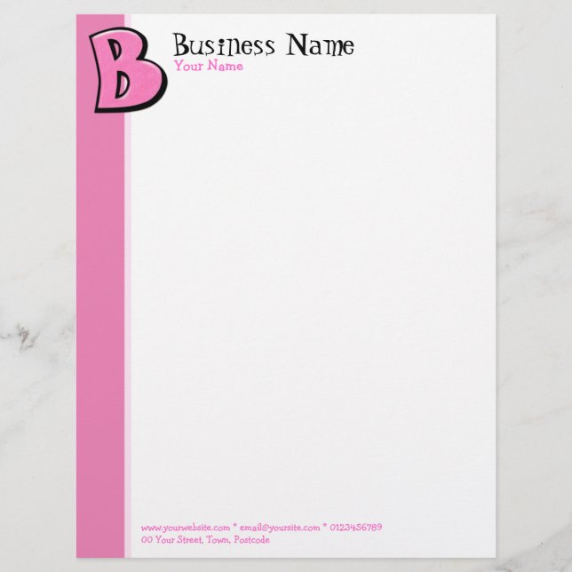Alberner Buchstabe B rosa Letkopf Briefbogen (Vorderseite)