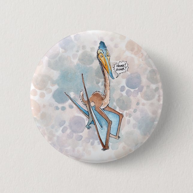 Alberner Cartoon Quetzalcoatlus Pterosaur Button (Vorderseite)
