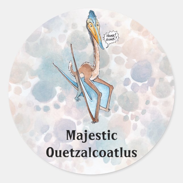 Alberner Cartoon Quetzalcoatlus Pterosaur Runder Aufkleber (Vorderseite)