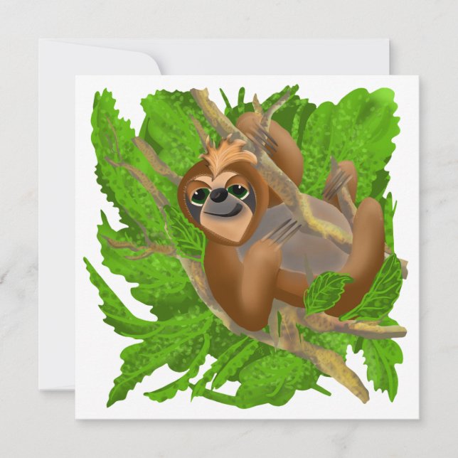 Alberner Faultier in einem Baum Feiertagskarte (Vorderseite)