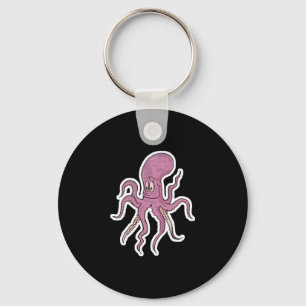 alberner grinsender rosa Oktopus Schlüsselanhänger