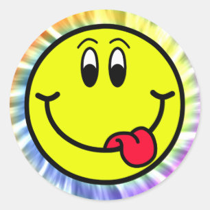 Alberner lächelnder Gesicht Emoji Krawatten-runder Runder Aufkleber