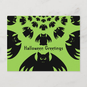 Alberner lustiger Halloween-Fledermausschwarm Postkarte