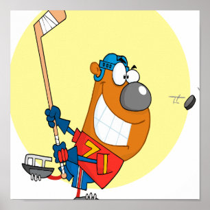 alberner niedlicher Eishockeyspieler Cartoon Poster