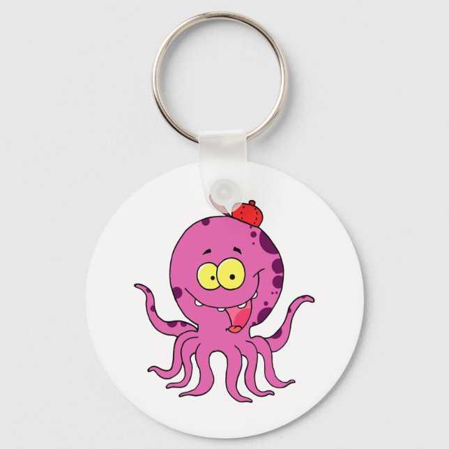 alberner Oktopus mit Baseballmütze Schlüsselanhänger (Vorderseite)