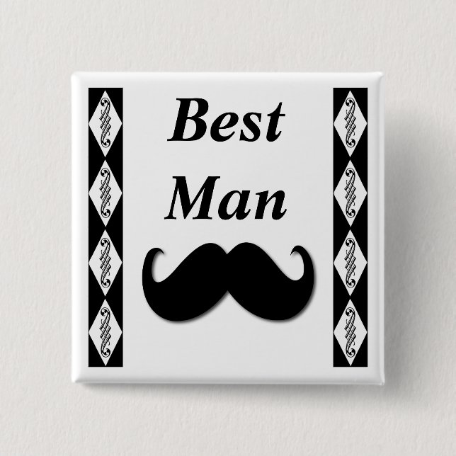 Alberner Schnurrbart-Knopf Button (Vorderseite)