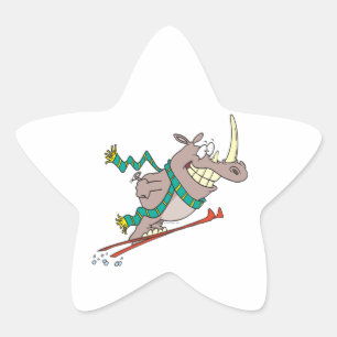 alberner Skisprung Rhino Cartoon Stern-Aufkleber