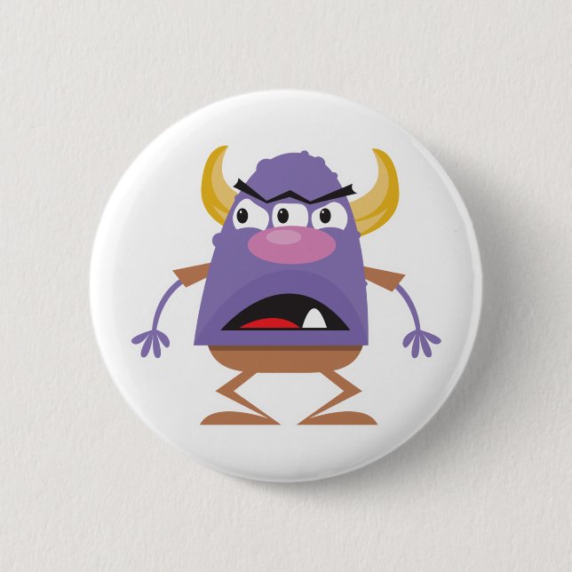 albernes Drei-mit Augen-Oger-Monster Button (Vorderseite)