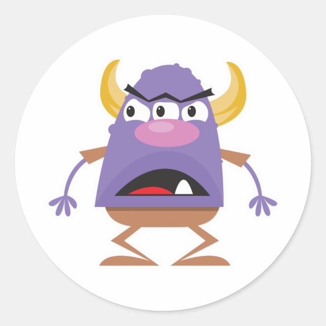 albernes Drei-mit Augen-Oger-Monster Runder Aufkleber (Vorderseite)