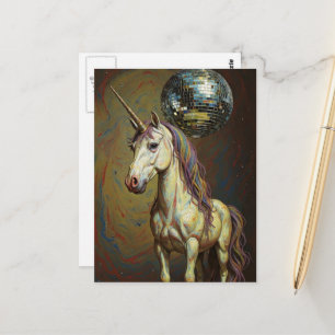 Albernes Einhorn in der Disko Postkarte