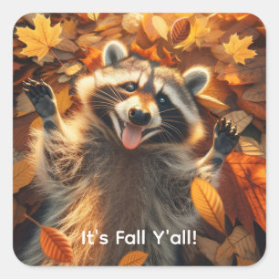 Albernes Fallraccoon Quadratischer Aufkleber