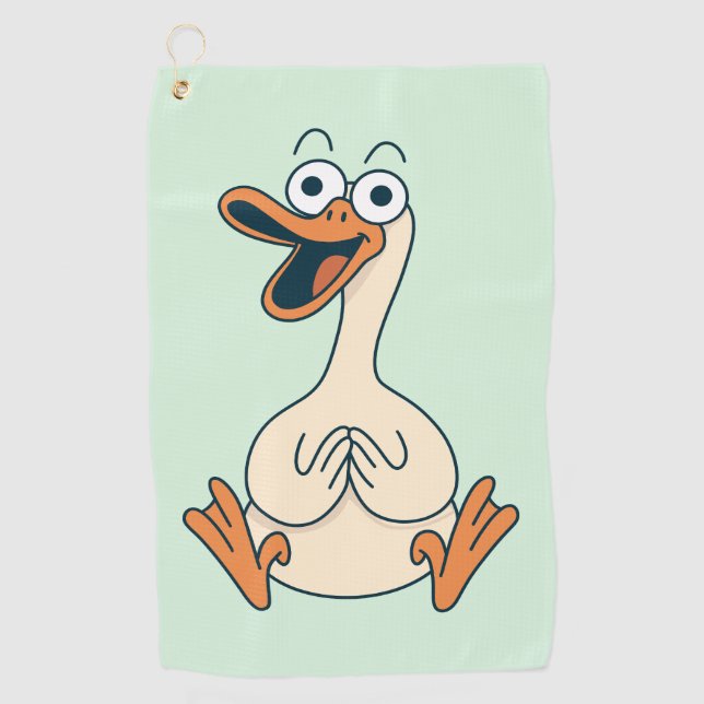 Albernes Gänse, Quirky, Witziger Cartoon Golfhandtuch (Vorderseite)