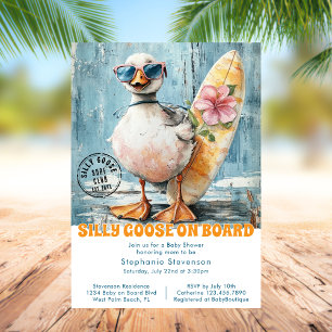 Albernes Gänsebaby an Bord Sommer Beach Baby Dusch Einladung