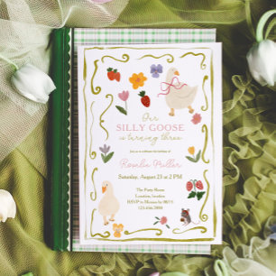 Albernes Gingham-Häuschen-Geburtstag Einladung