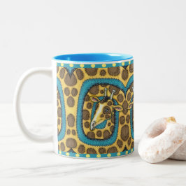 ALBERNES GIRAFFE LANGE NACKE UND SPOTS, FUNNY FOLK ZWEIFARBIGE TASSE