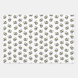 Albernes Halloween-Monstergesicht - orange/grau/we Geschenkpapier Set