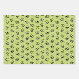 Albernes Halloween-Monstergesicht - orange/schwarz Geschenkpapier Set