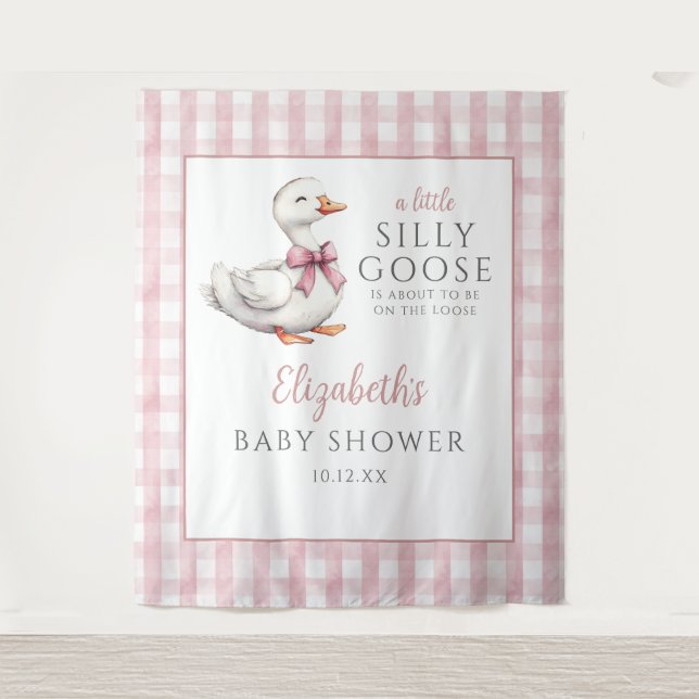 Albernes kleines Gänserosa Kinderdusche Foto Hinte Wandteppich (Vorderseite)