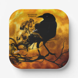 Albernes Nevermore Boo Black Raven Halloween-Party Pappteller