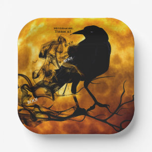 Albernes Nevermore Boo Black Raven Halloween-Party Pappteller