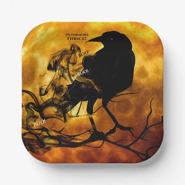 Albernes Nevermore Boo Black Raven Halloween-Party Pappteller (Vorderseite)