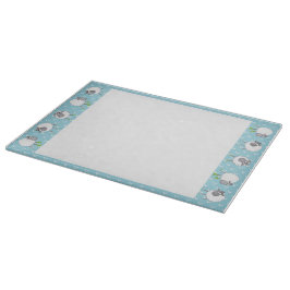 Albernes Schaf auf der Blauen Grenzglasschneide Schneidebrett