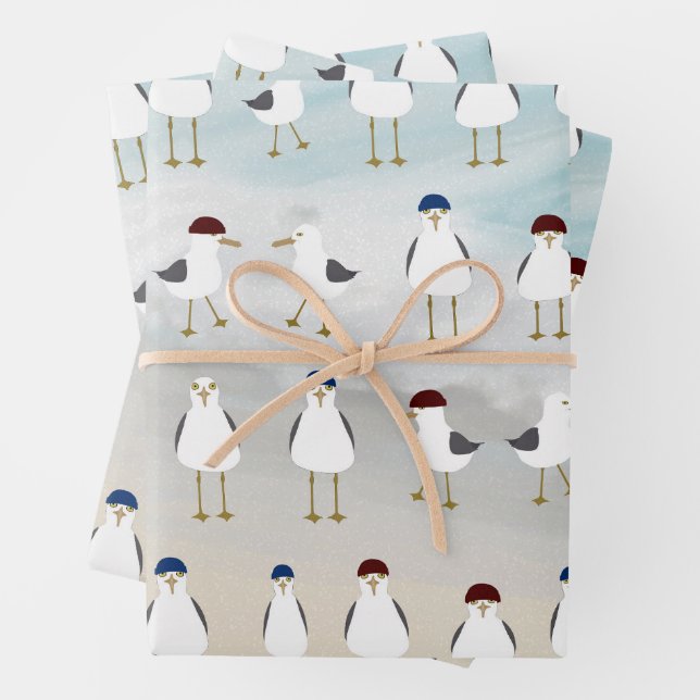 Albernes Seagulls Wrapping Paper Flat Sheet Set 3 Geschenkpapier Set (Beispiel)