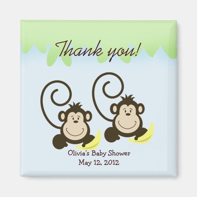ALBERNES TWIN MONKEYS Baby Dusche Gefallen Magnet (Vorne)